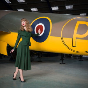 Amy's Vintage Makeover with the Mosquito Prototype at de Havilland Aircraft Museum Hertfordshire photographed by UK Boudoir Photographer © Tigz Rice Ltd 2023. http://www.tigzrice.com