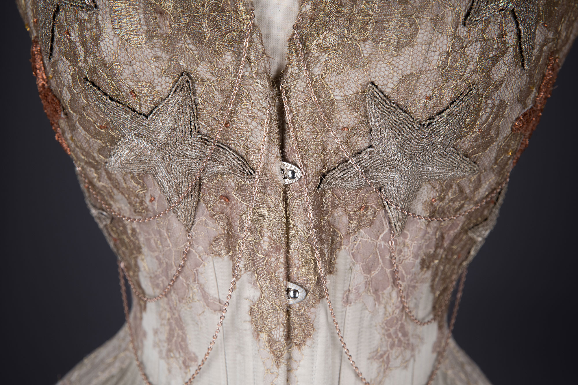 Ornate Sparklewren corset from The Underpinnings Museum collection photographed by Hertfordshire brand photographer Tigz Rice